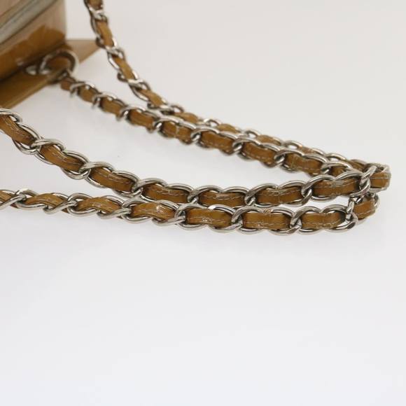 CHANEL Choco Bar Chain Shoulder Bag Enamel Beige CC Auth jk1646 - Picture 7 of 16